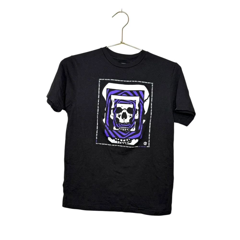 Vans Kids Black Skull Graphic T Shirt Classic Fit M 10/12 Streetwear Skater